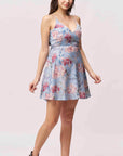 Pastel Floral Print Fit-and-Flare Mini Dress