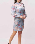 Pastel Floral Print Puff-Sleeve Mini Dress