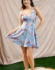 Pastel Floral Print Fit-and-Flare Mini Dress