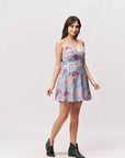 Pastel Floral Print Fit-and-Flare Mini Dress