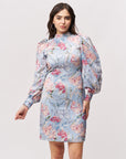 Pastel Floral Print Puff-Sleeve Mini Dress