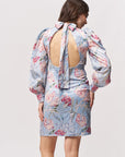 Pastel Floral Print Puff-Sleeve Mini Dress