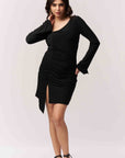 Long sleeve Asymmetrical Neckline Bodycon