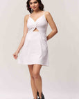 Cotton Midriff Cutout Mini Dress - White
