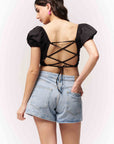 Strappy Cotton Top - Black