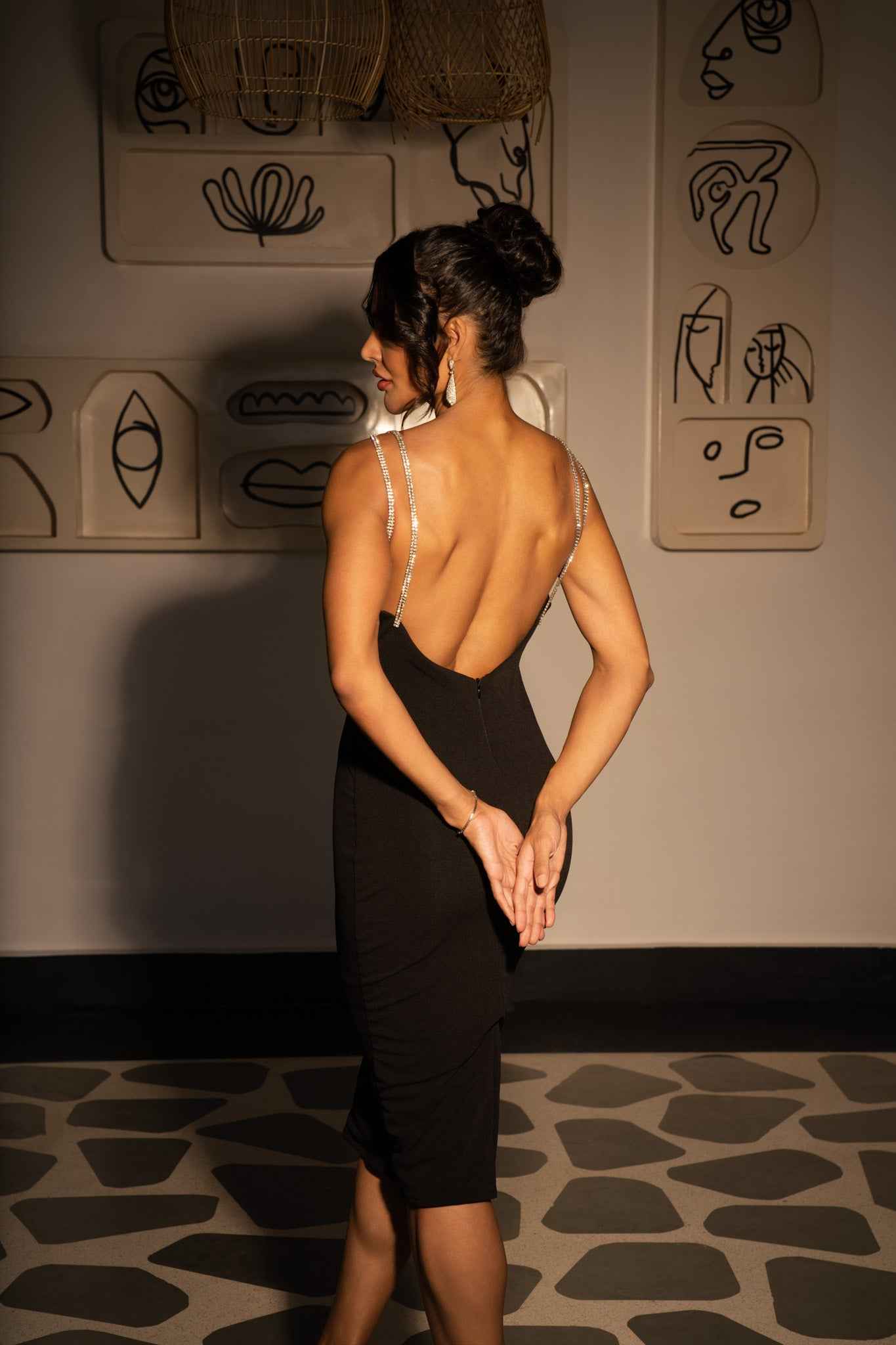 Crystal Deep Back Midi Dress
