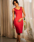 Tencel Bodycon Slip Dress In Red