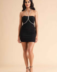 Crystal Halter Neck Mini Dress