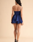 Blue Satin Bubble Mini Dress