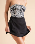 Strapless Sequin & Satin Mini Dress