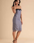 Bodycon Midi Dress With Lace Trim