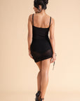 Black Mesh Ruched Mini Dress