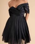 Off-Shoulder Organza Cocktail Dress