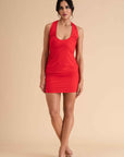 Tencel Ruched Halter Mini Dress