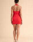 Tencel Ruched Halter Mini Dress