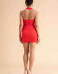 Tencel Ruched Halter Mini Dress