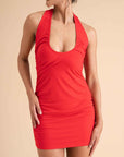Tencel Ruched Halter Mini Dress