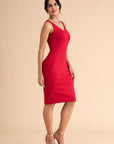 Tencel Bodycon Slip Dress In Red
