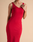 Tencel Bodycon Slip Dress In Red