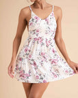 Floral Ruched Strappy Dress