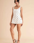 Polka Mini Lace-Up Dress