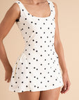 Polka Mini Lace-Up Dress