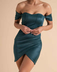 Off-Shoulder Draped Mini Dress