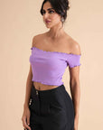 Ribbed Cotton Ruffle Top