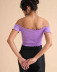 Ribbed Cotton Ruffle Top