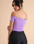 Ribbed Cotton Ruffle Top