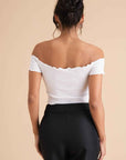 Ribbed Cotton Ruffle Top