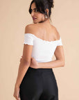 Ribbed Cotton Ruffle Top