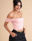 Ribbed Cotton Ruffle Top