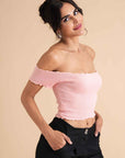 Ribbed Cotton Ruffle Top