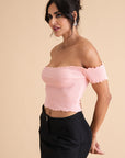 Ribbed Cotton Ruffle Top