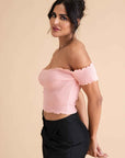 Ribbed Cotton Ruffle Top