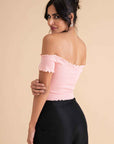 Ribbed Cotton Ruffle Top