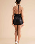 Shimmer Plunge Mini Dress