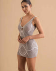 Silver Lattice Embellished Mini Dress
