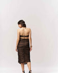 Ruched Nude & Black Knee Length Bodycon