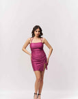 Strappy High Slit Purple Mini