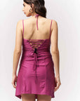 Strappy High Slit Purple Mini