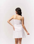 Cotton Midriff Cutout Mini Dress - White