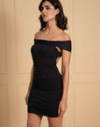 Midnight Twist Off-Shoulder Cut-Out Mini