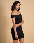 Midnight Twist Off-Shoulder Cut-Out Mini