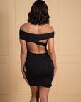 Midnight Twist Off-Shoulder Cut-Out Mini