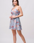 Pastel Floral Print Fit-and-Flare Mini Dress