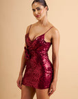 Crimson Afterhours Sequin Mini