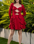 Bows 'n' Frills Flare Dress Red
