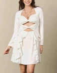 Bows 'n' Frills Flare Dress Almost White